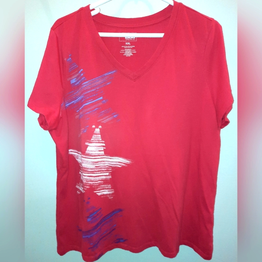 Sonoma patriotic red short sleeve, women's t-shirt 2X excellent used condition